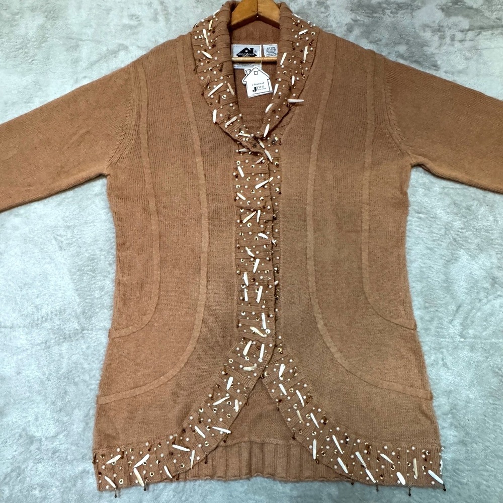 Storybook Knits Sweater Medium Beaded Embellished Pearls Sequins Limited‎ NWT